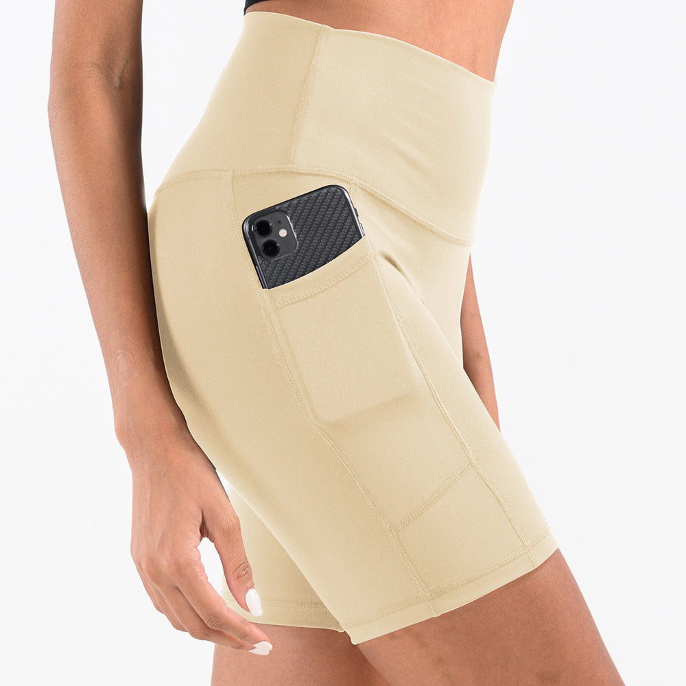Short cycliste avec poches - Beige